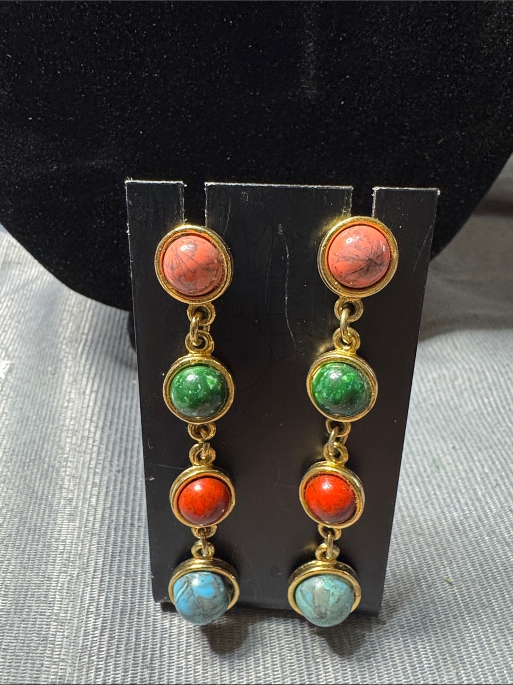 Source Unknown Gold-Tone Multicolor Dangle Earrings